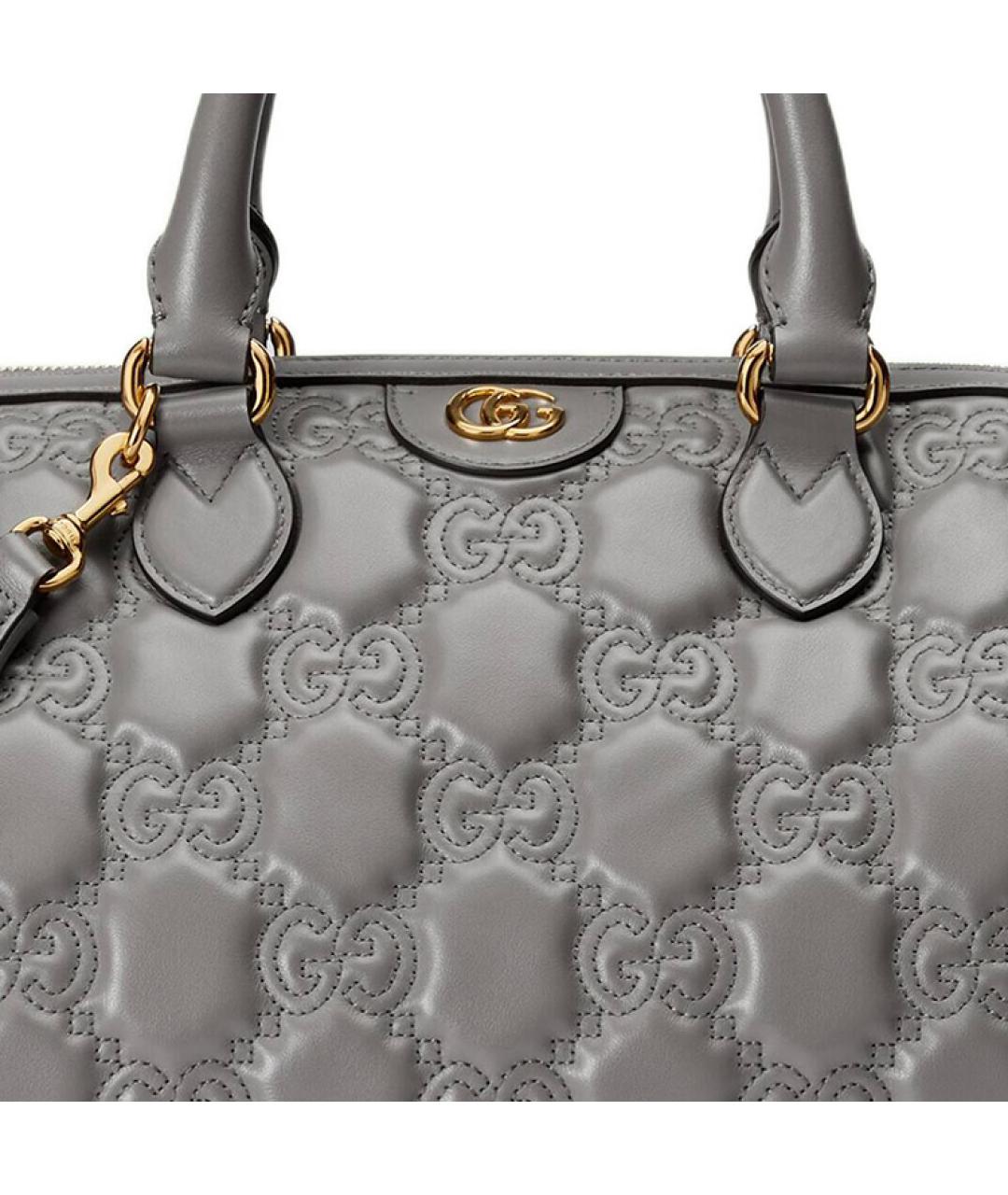 GUCCI Серая кожаная сумка с короткими ручками, фото 9
