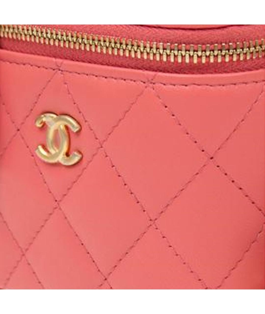 CHANEL Коралловая кожаная сумка через плечо, фото 3