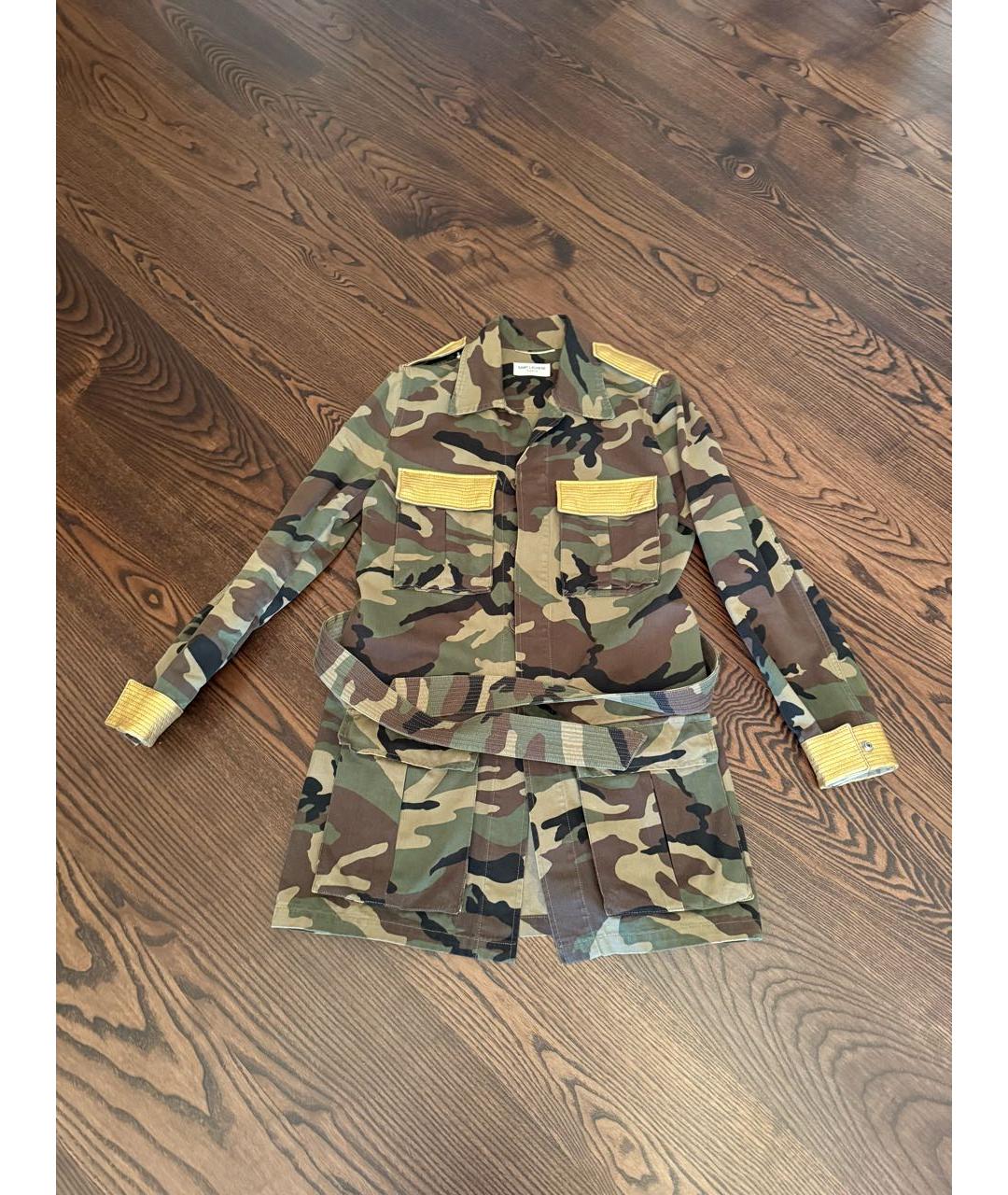 SAINT LAURENT Хаки хлопковая куртка, фото 3