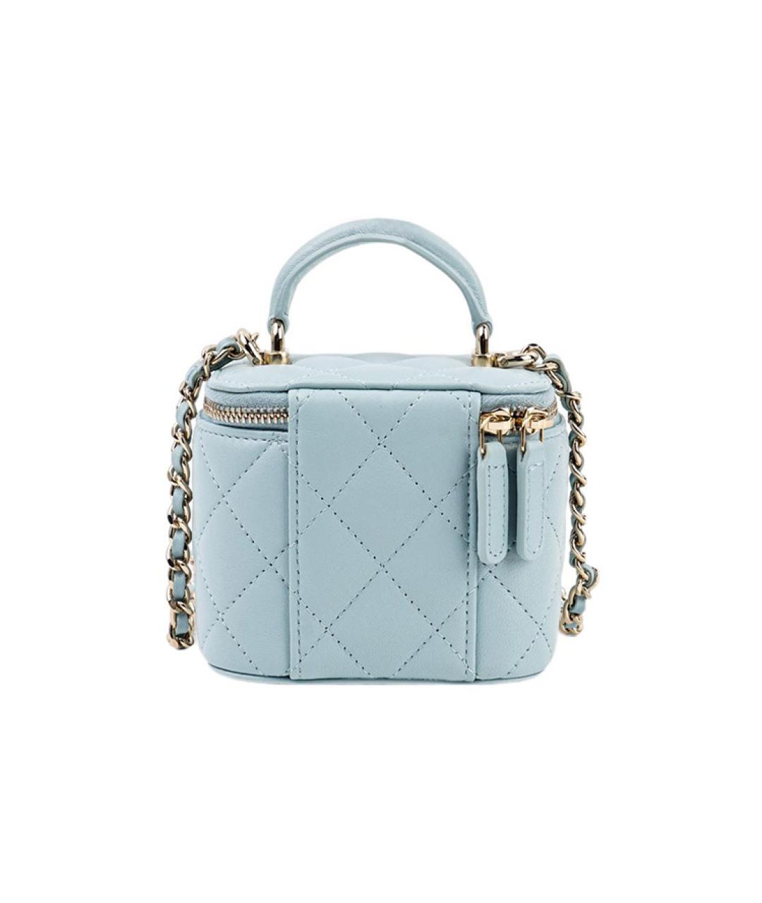 CHANEL Голубая кожаная сумка через плечо, фото 3