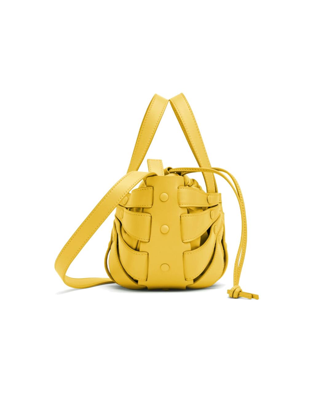 BOTTEGA VENETA Желтая кожаная сумка с короткими ручками, фото 2