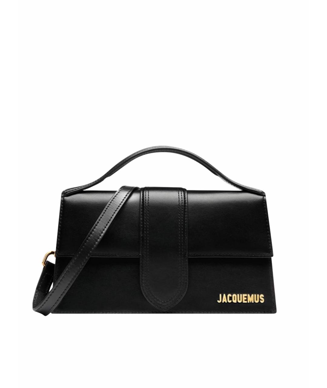 JACQUEMUS Черная кожаная сумка с короткими ручками, фото 1