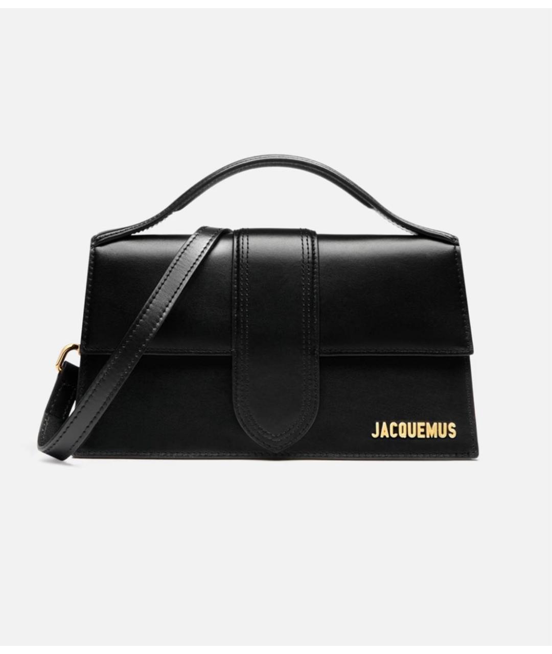 JACQUEMUS Черная кожаная сумка с короткими ручками, фото 5