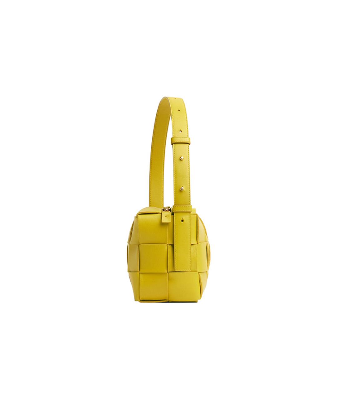 BOTTEGA VENETA Желтая кожаная сумка с короткими ручками, фото 2