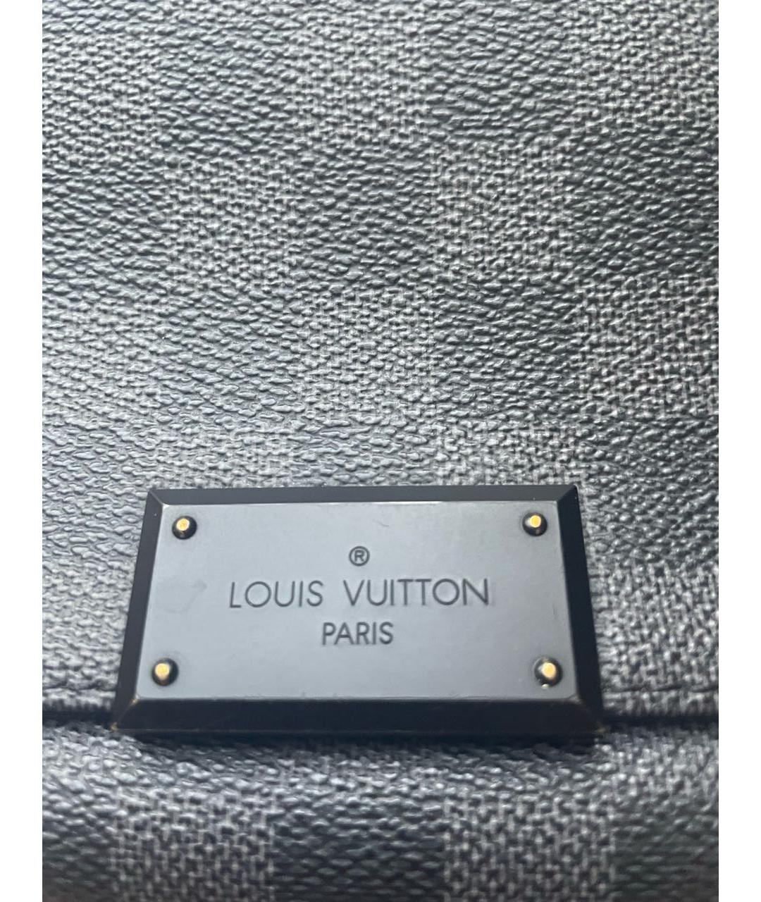 LOUIS VUITTON Антрацитовая кожаная сумка на плечо, фото 4