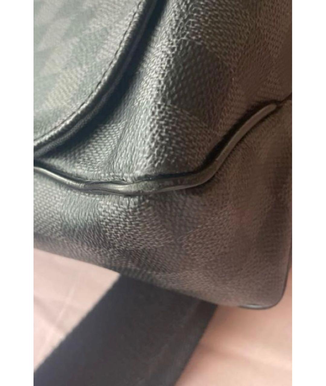 LOUIS VUITTON Антрацитовая кожаная сумка на плечо, фото 7