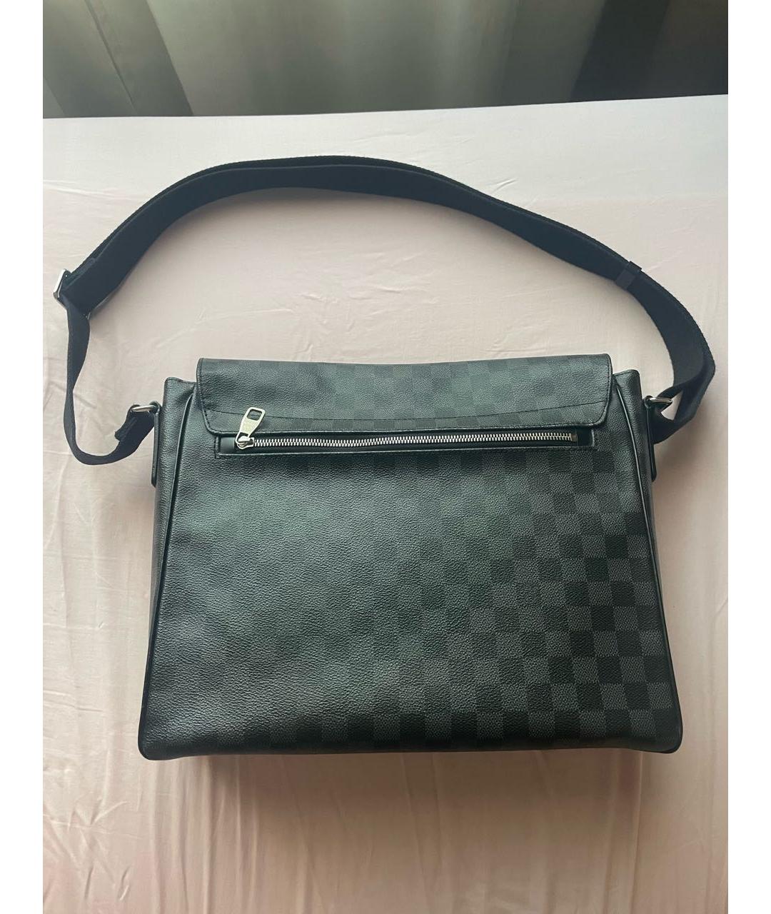 LOUIS VUITTON Антрацитовая кожаная сумка на плечо, фото 2