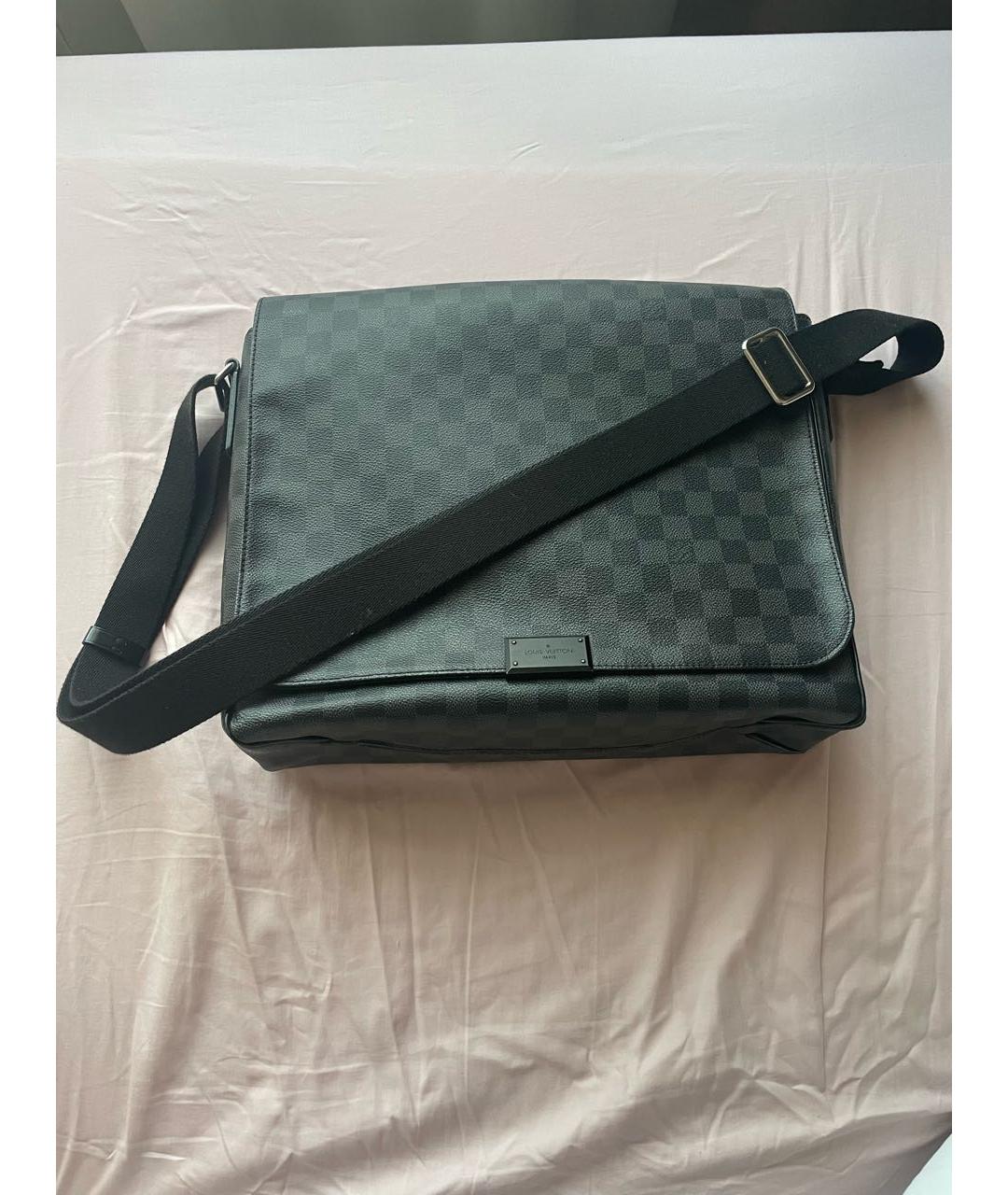 LOUIS VUITTON Антрацитовая кожаная сумка на плечо, фото 6
