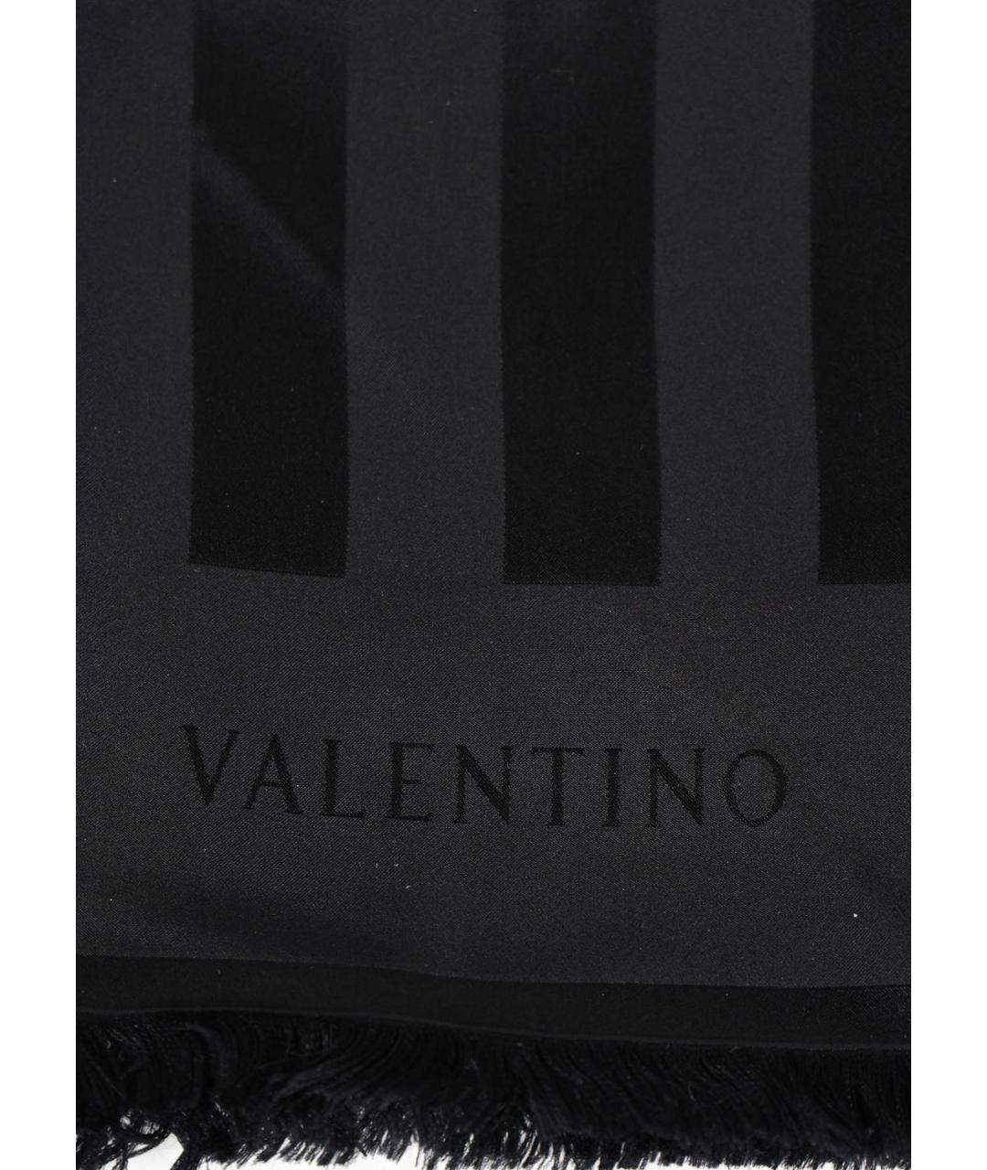 VALENTINO Черный шелковый шарф, фото 3