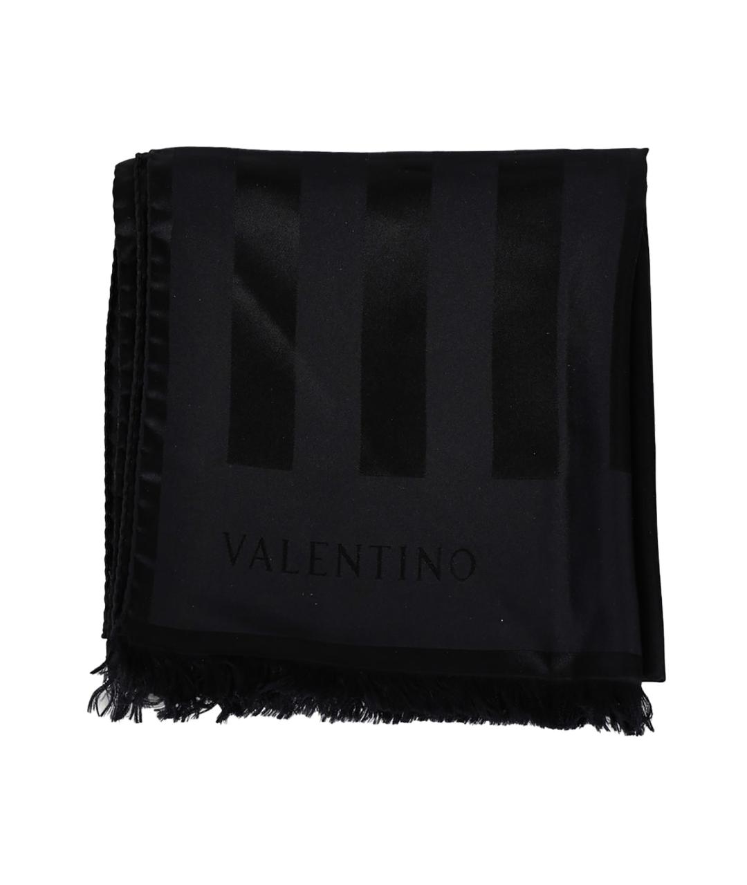 VALENTINO Черный шелковый шарф, фото 1
