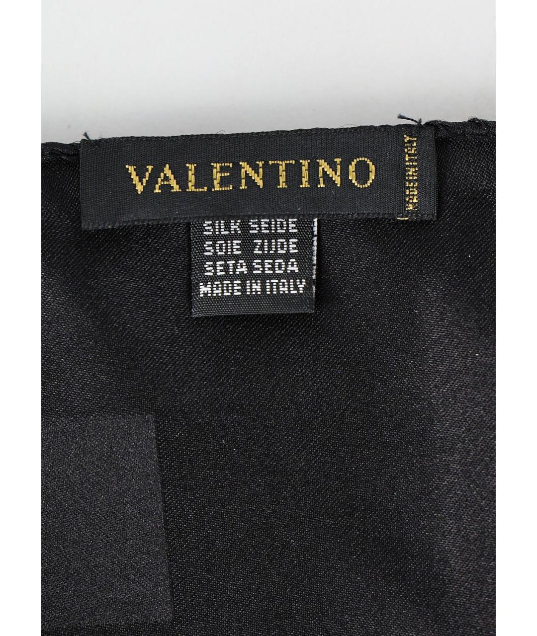 VALENTINO Черный шелковый шарф, фото 5