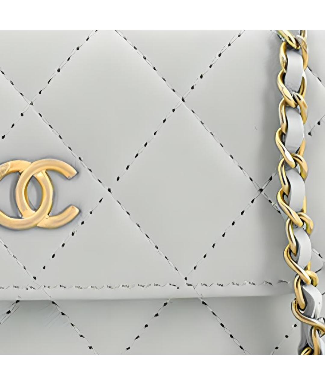 CHANEL Белая кожаная сумка через плечо, фото 4