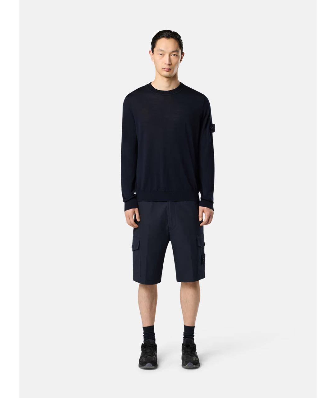 STONE ISLAND Темно-синий шерстяной джемпер / свитер, фото 2