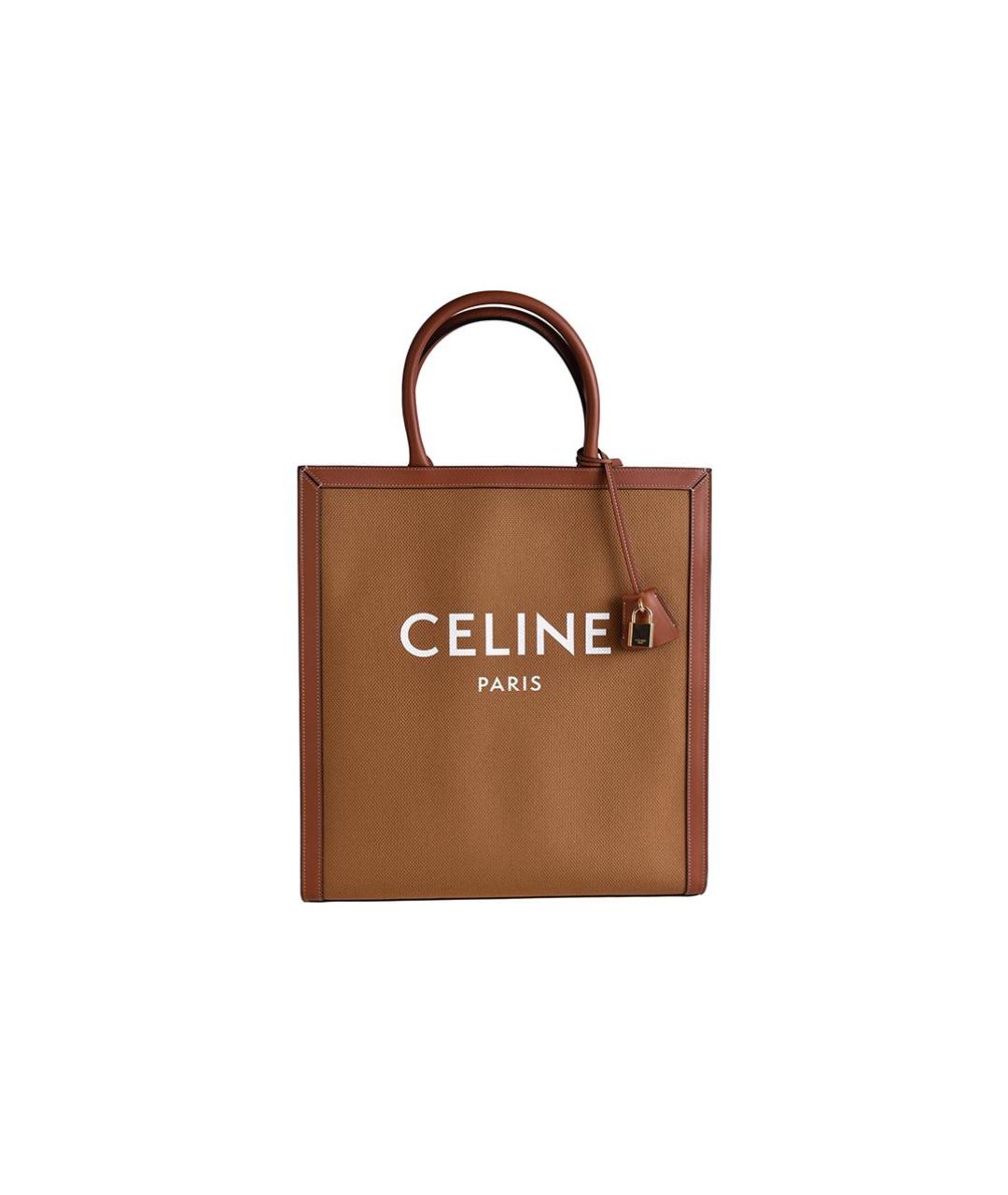CELINE Коричневая кожаная сумка с короткими ручками, фото 1