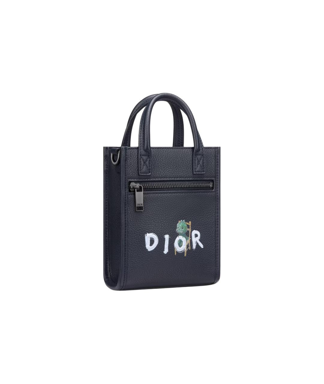 CHRISTIAN DIOR Темно-синяя кожаная барсетка, фото 2