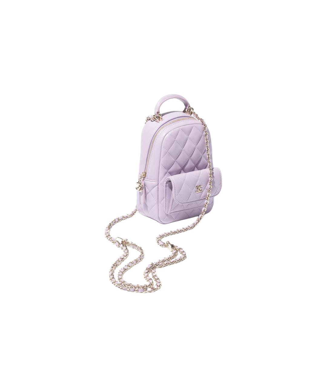 CHANEL Фиолетовый кожаный рюкзак, фото 2