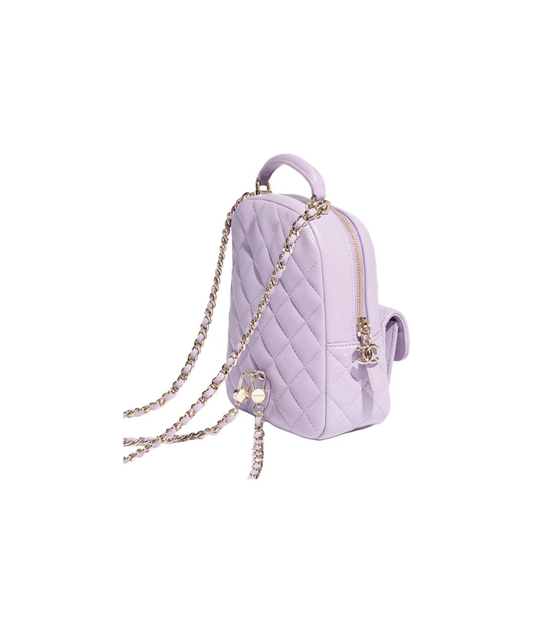 CHANEL Фиолетовый кожаный рюкзак, фото 3