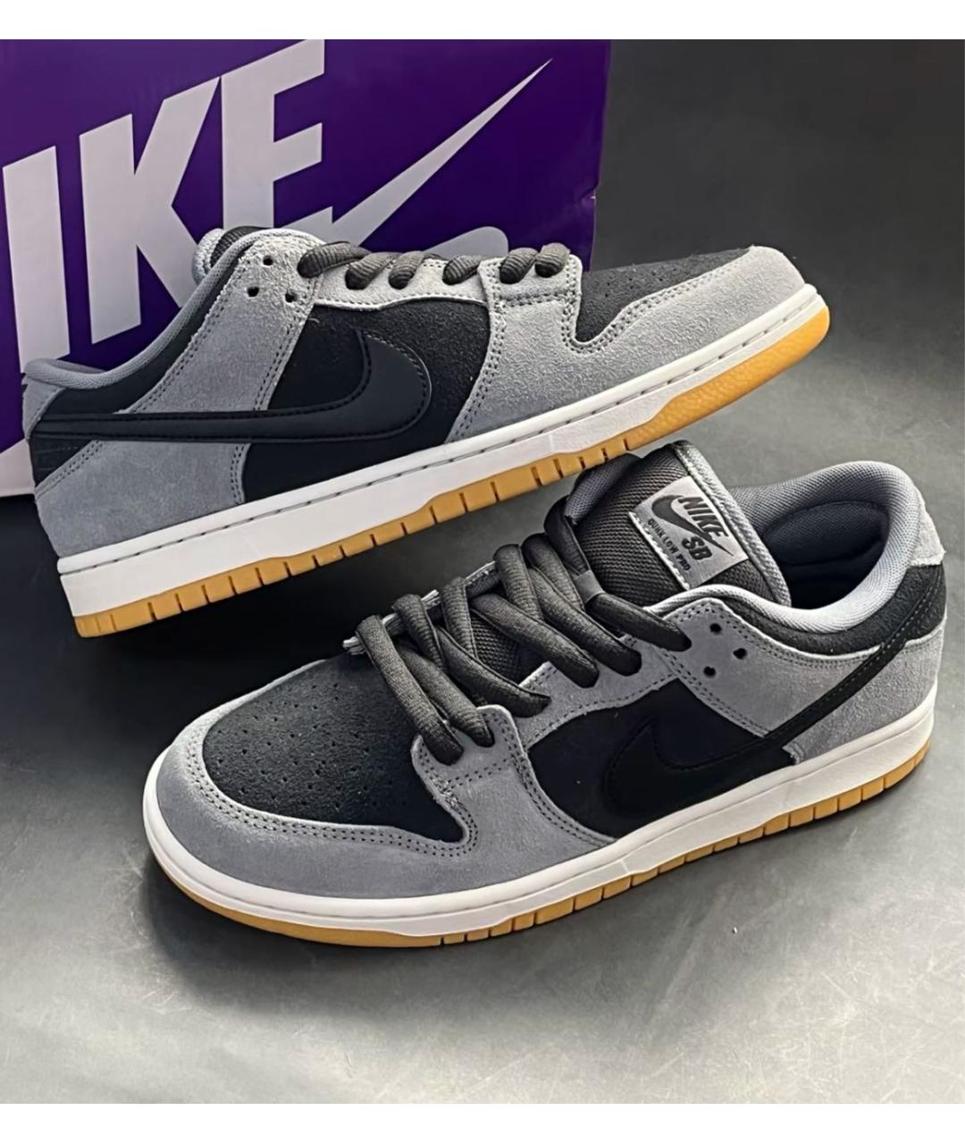 NIKE Антрацитовые замшевые низкие кроссовки / кеды, фото 5