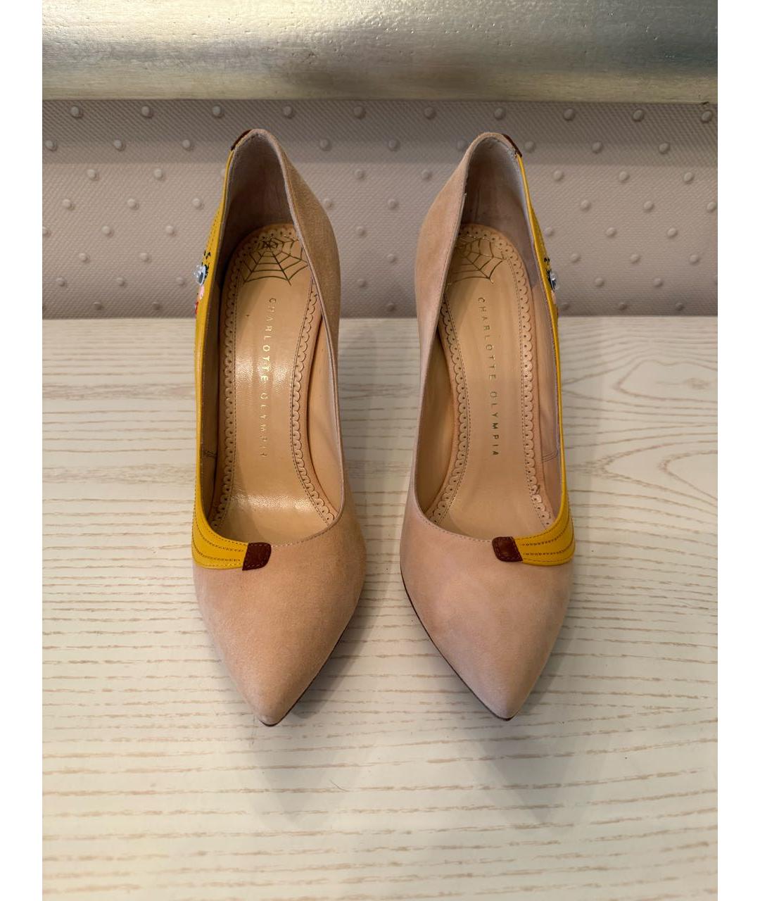 CHARLOTTE OLYMPIA Бежевые кожаные туфли, фото 3