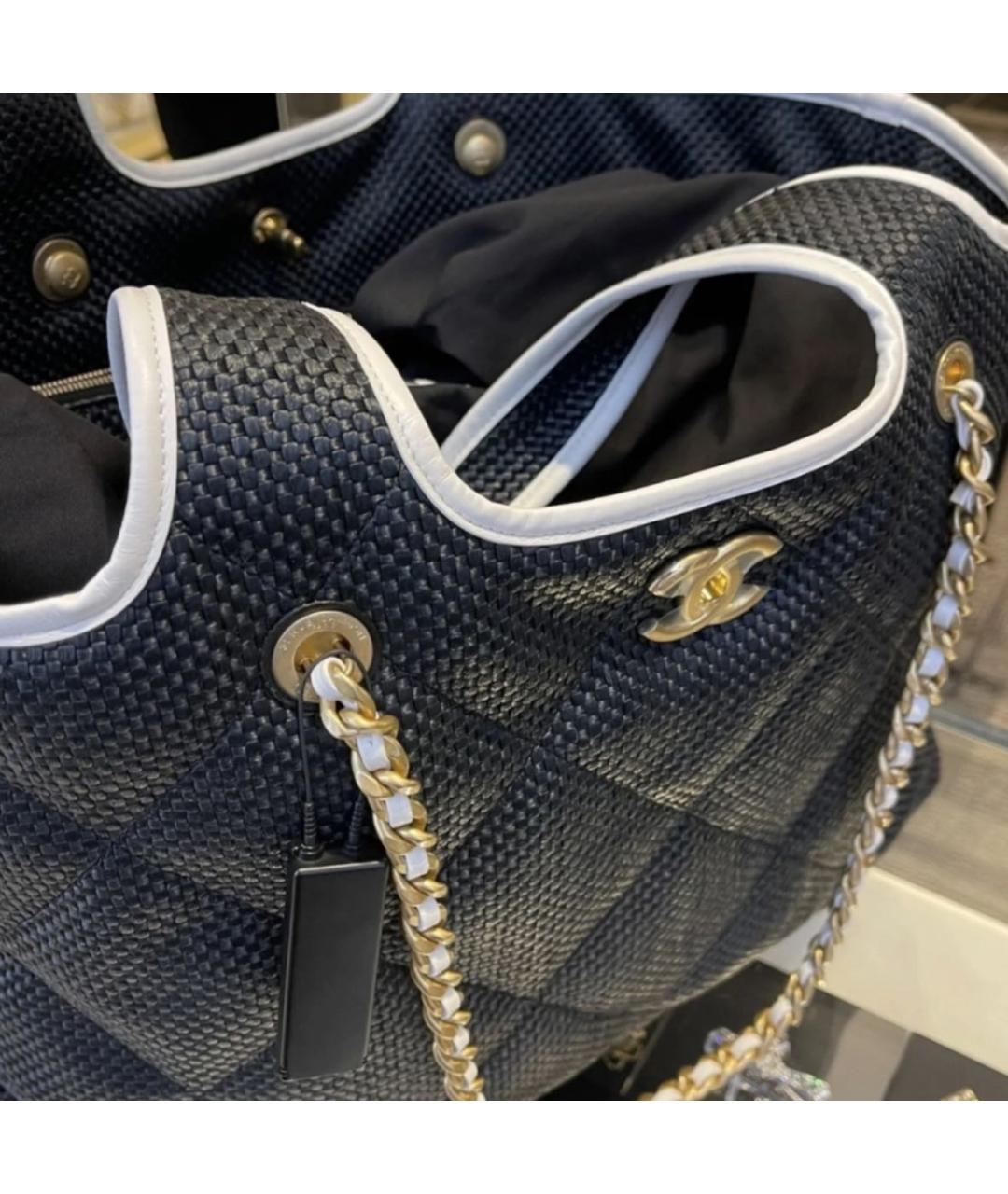 CHANEL Черная пелетеная пляжная сумка, фото 3