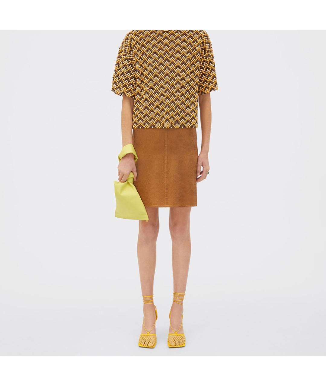 BOTTEGA VENETA Желтая кожаная сумка с короткими ручками, фото 5