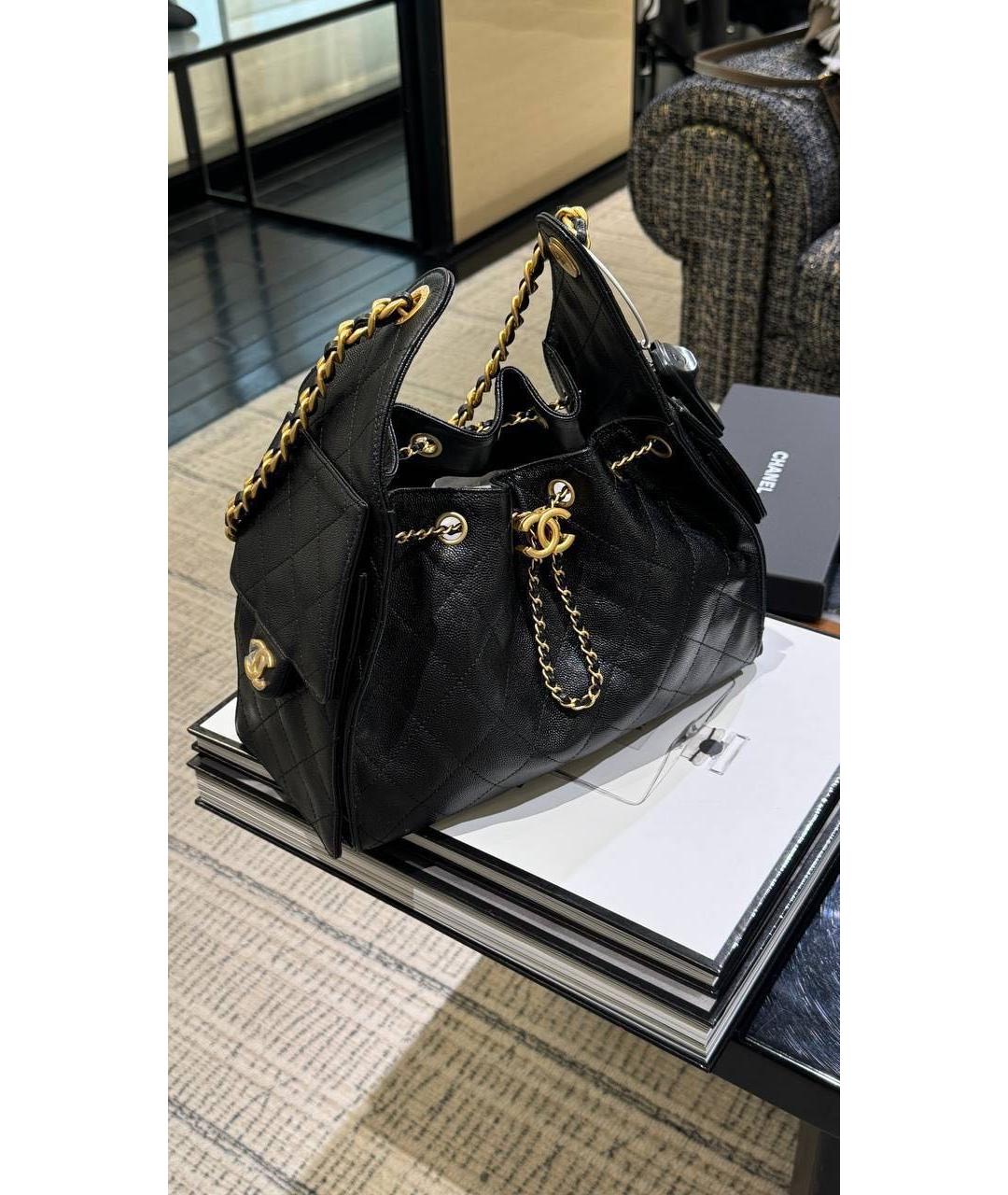 CHANEL Черная кожаная сумка через плечо, фото 6