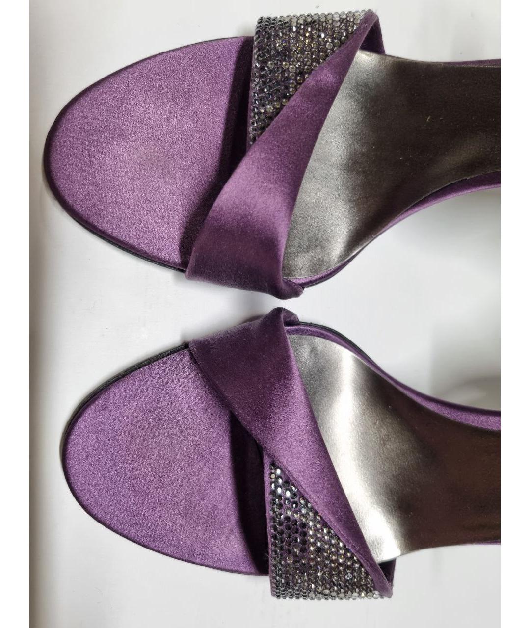 GIORGIO ARMANI Фиолетовые текстильные босоножки, фото 9
