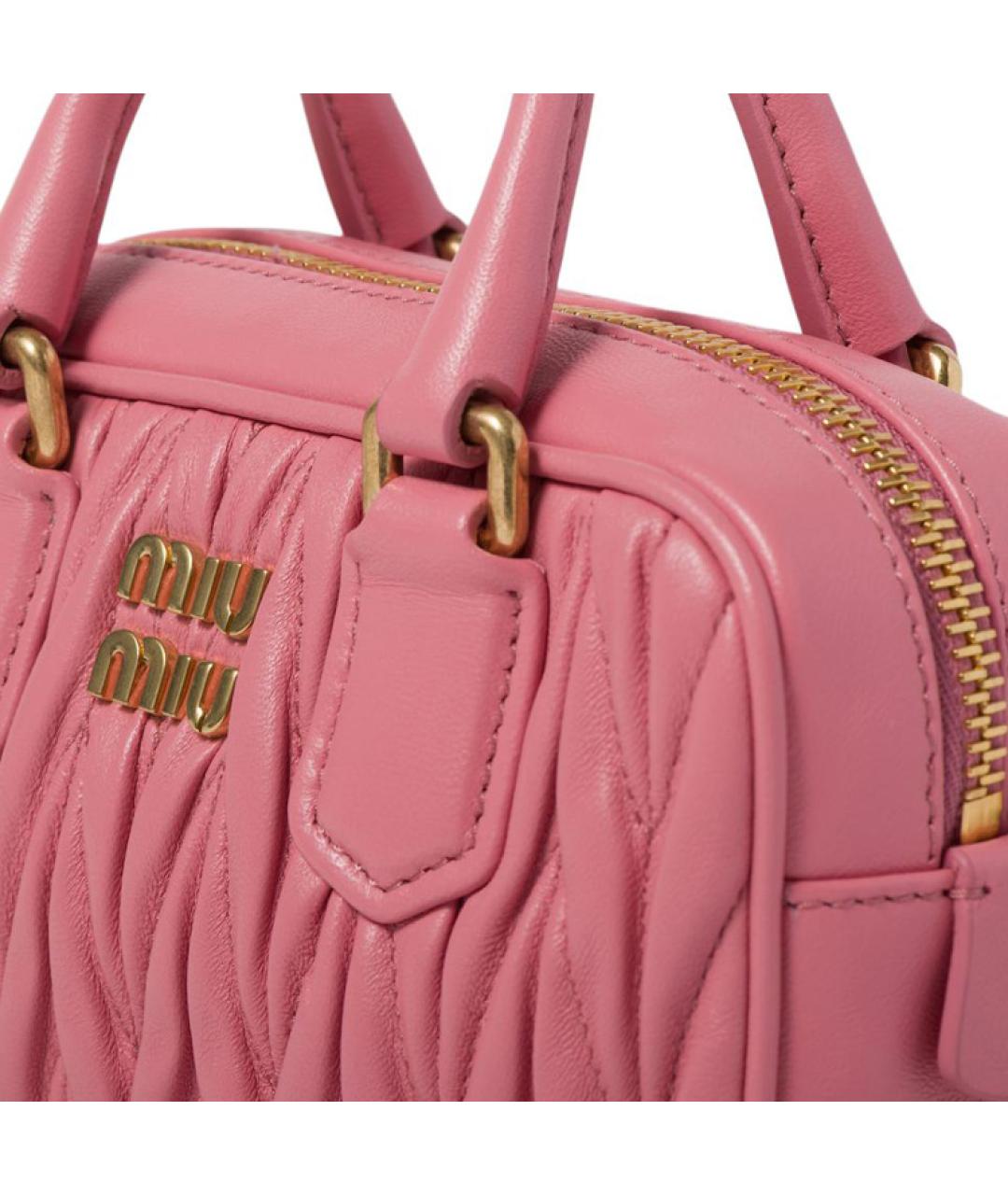 MIU MIU Розовая кожаная сумка через плечо, фото 4
