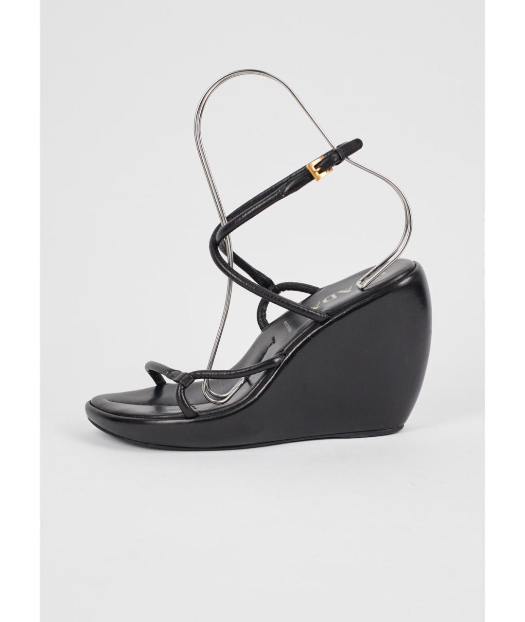 PRADA Черные кожаные босоножки, фото 8