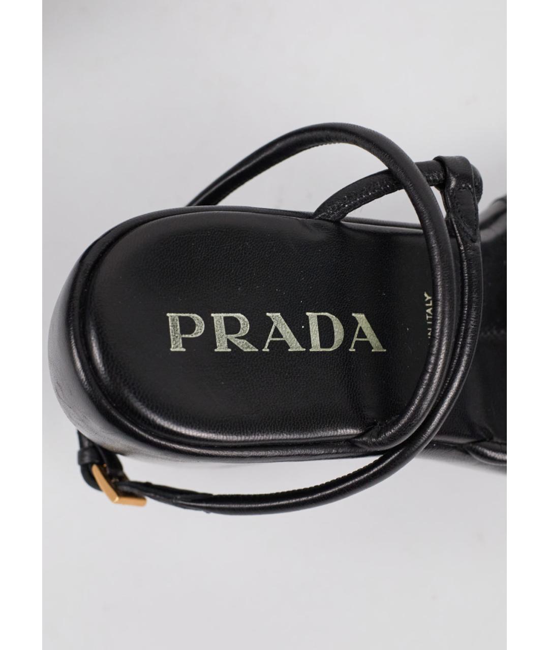PRADA Черные кожаные босоножки, фото 5