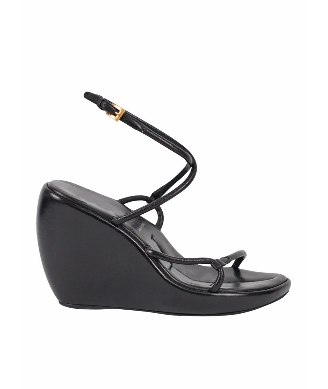 PRADA Черные кожаные босоножки, фото 1