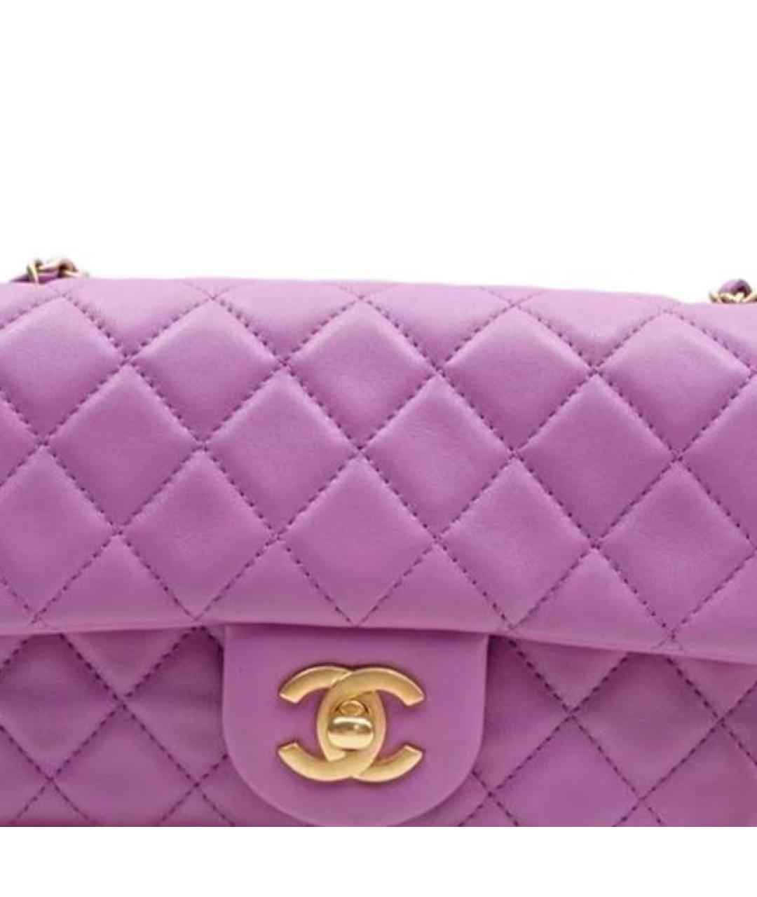 CHANEL Фиолетовая кожаная сумка через плечо, фото 4