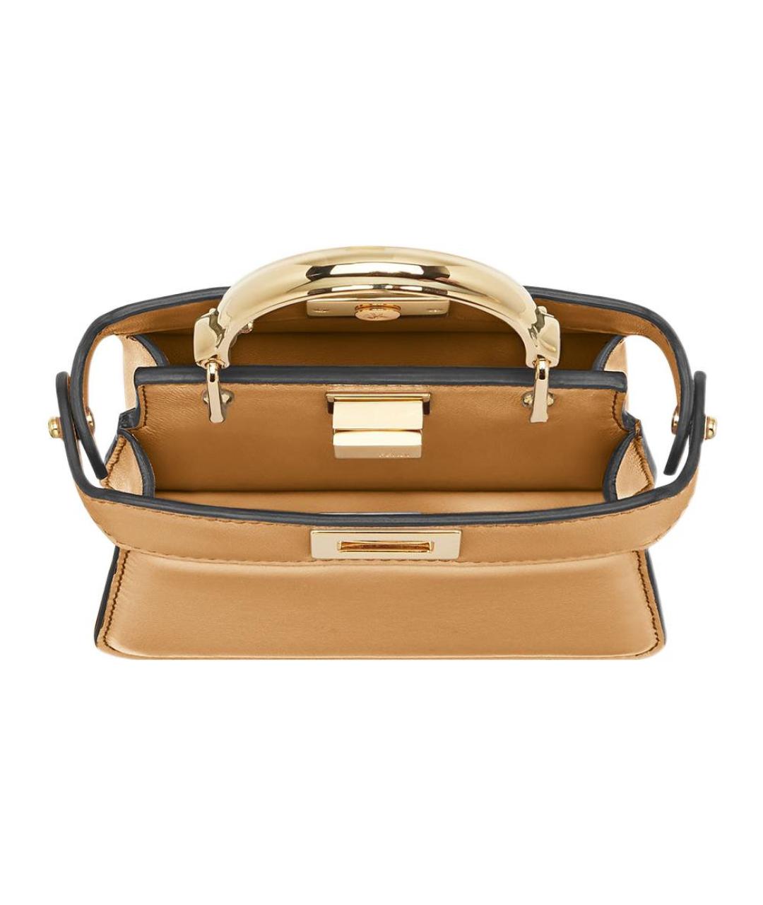 FENDI Бежевая кожаная сумка через плечо, фото 3