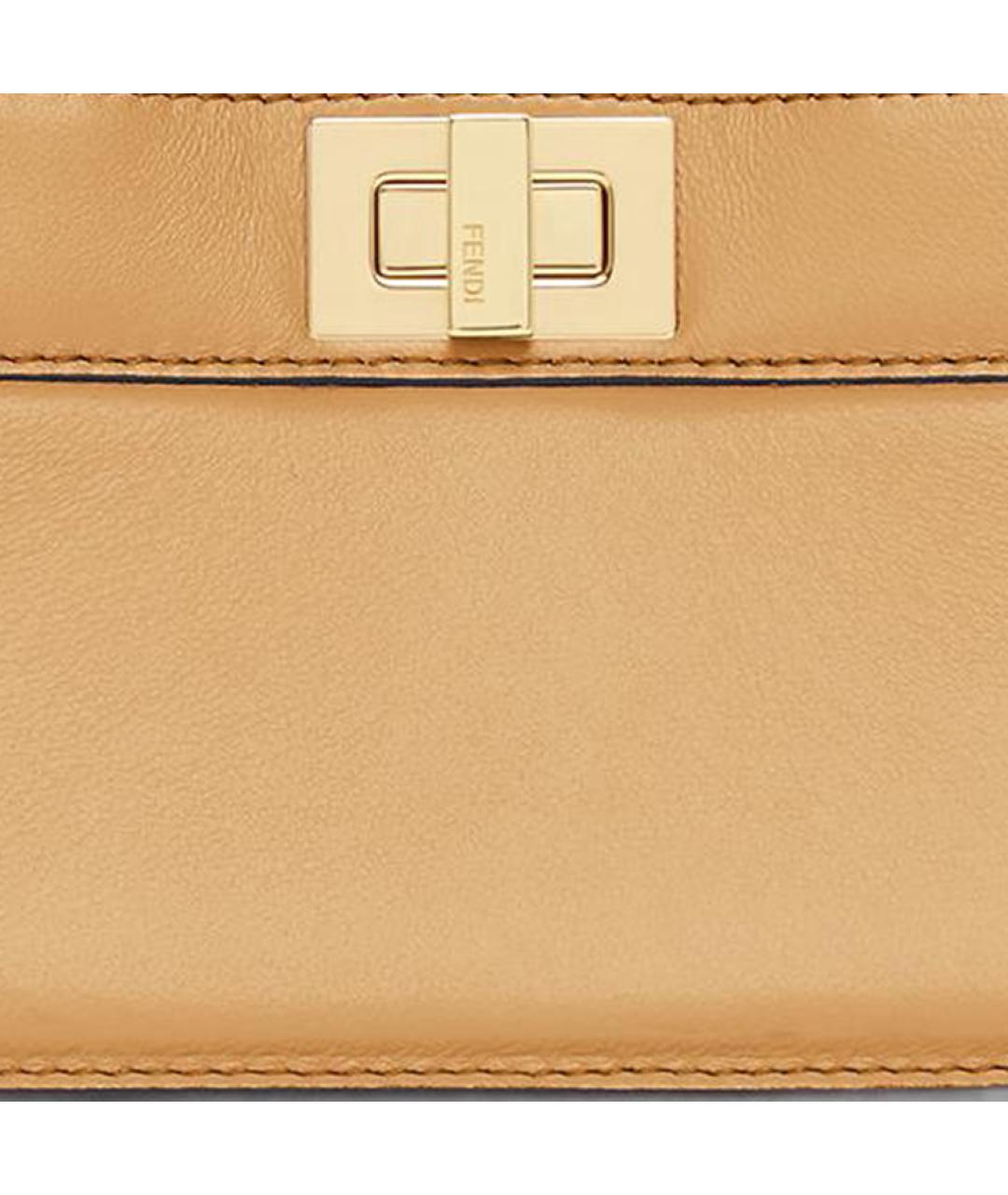 FENDI Бежевая кожаная сумка через плечо, фото 4