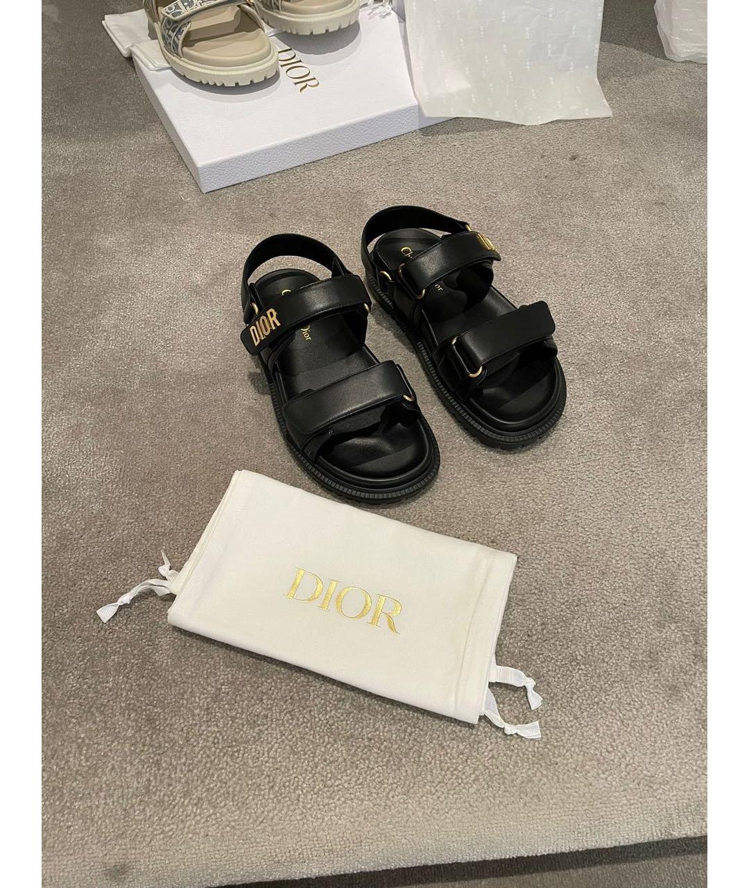 CHRISTIAN DIOR Черные кожаные сандалии, фото 5