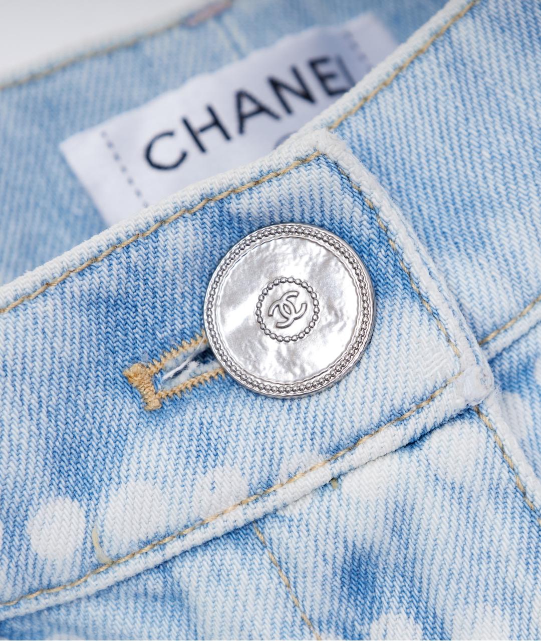 CHANEL Голубые хлопковые прямые джинсы, фото 7