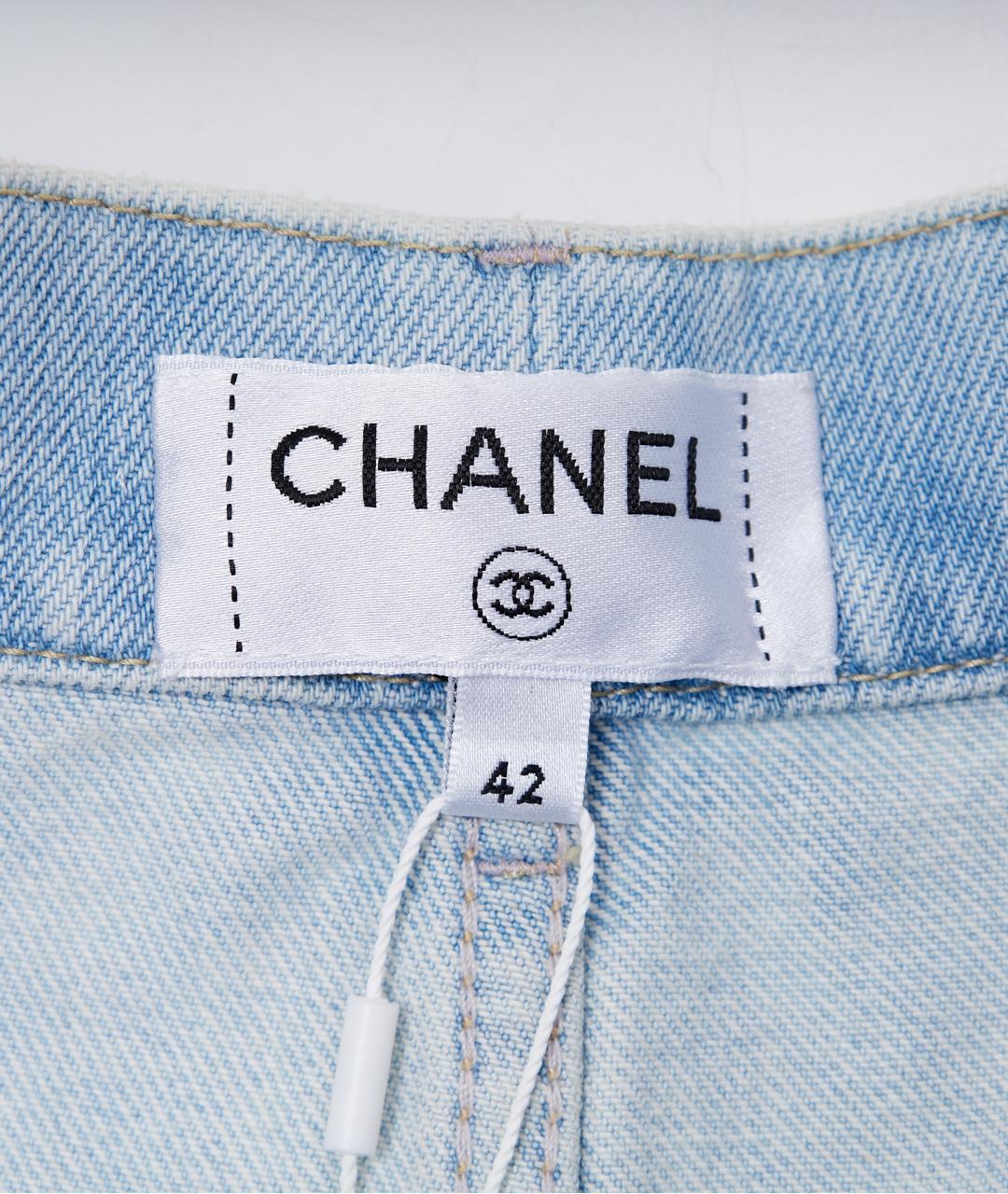 CHANEL Голубые хлопковые прямые джинсы, фото 6