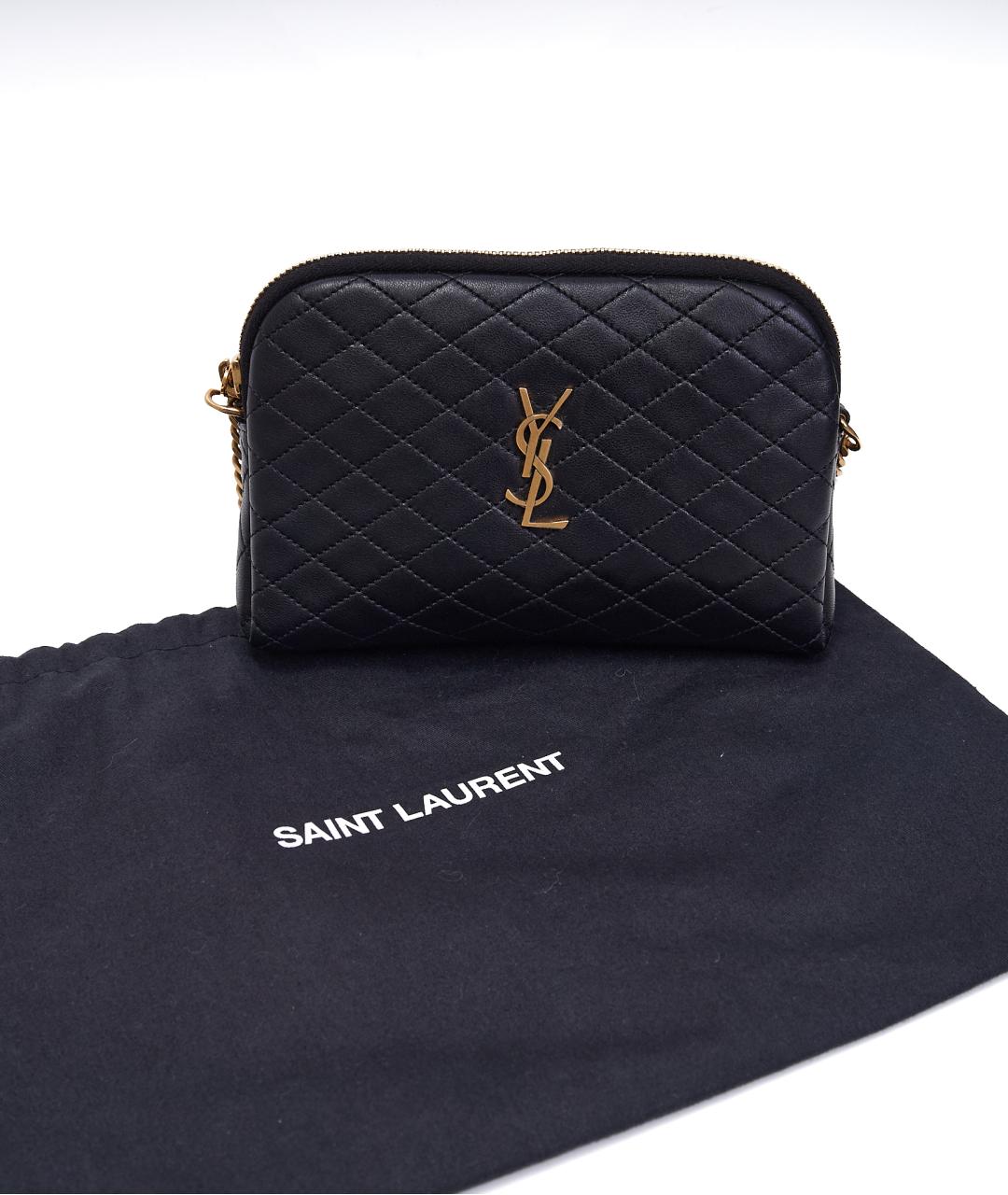 SAINT LAURENT Черная кожаная сумка через плечо, фото 8
