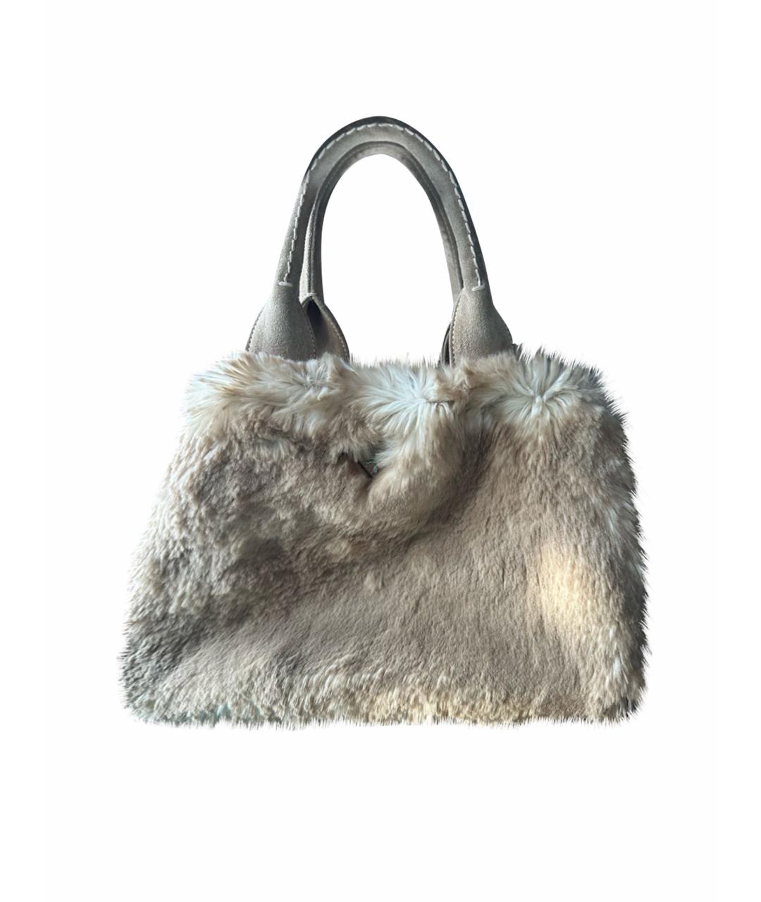 PRADA Коричневая меховая сумка тоут, фото 1