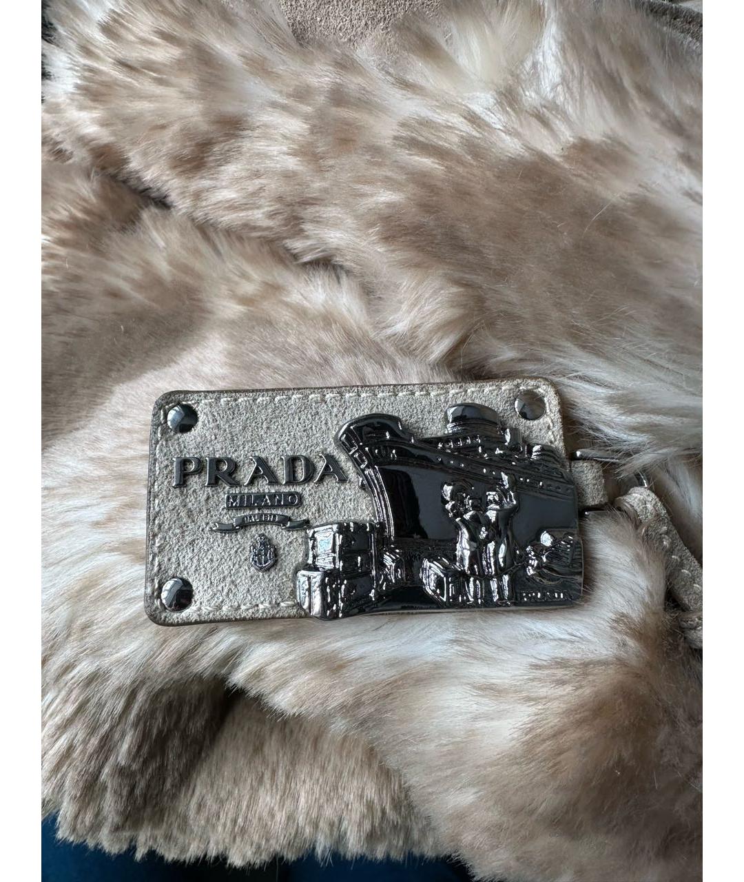 PRADA Коричневая меховая сумка тоут, фото 3