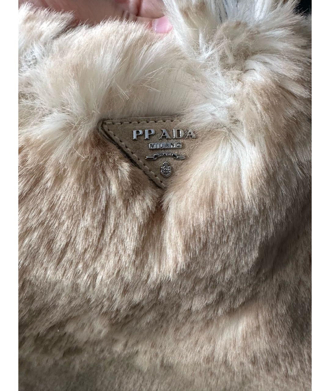 PRADA Коричневая меховая сумка тоут, фото 2