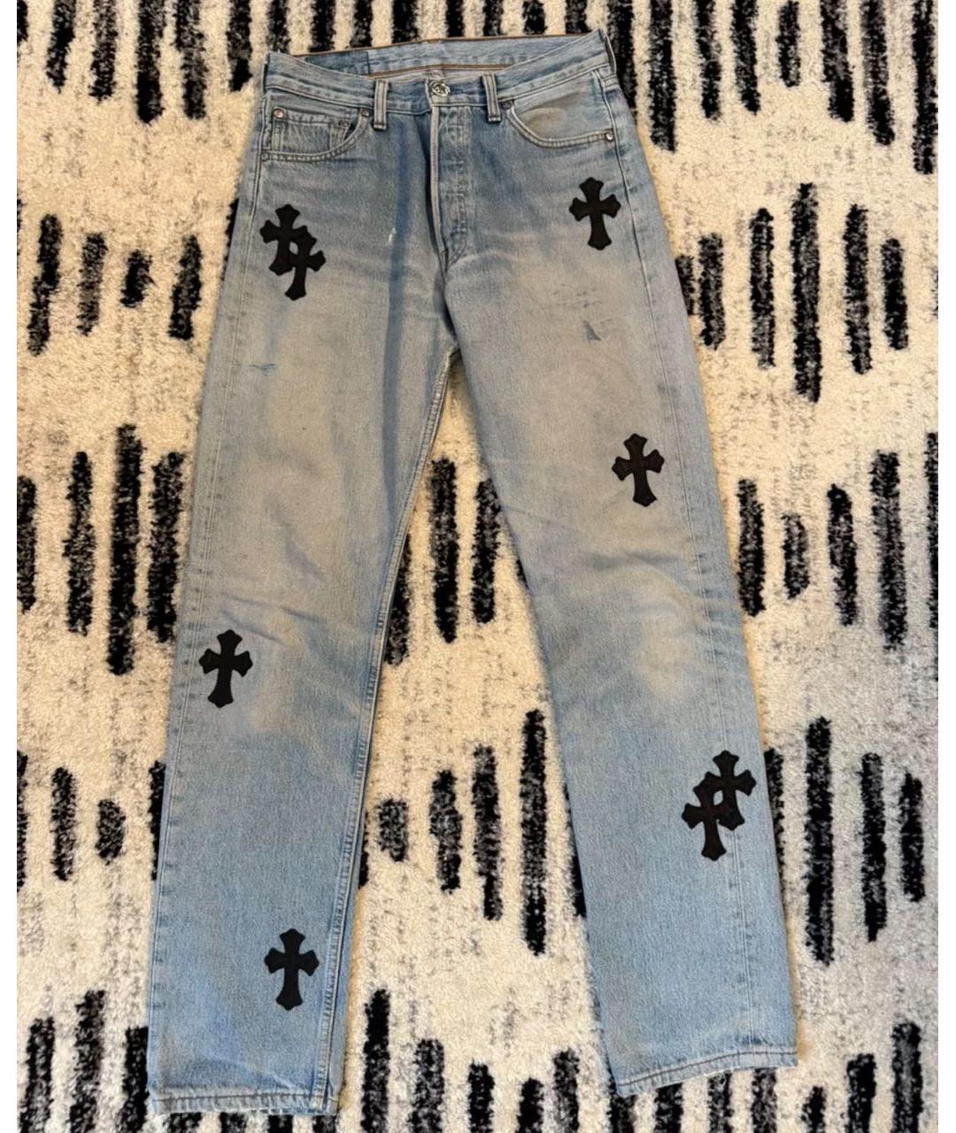 CHROME HEARTS Синие прямые джинсы, фото 3