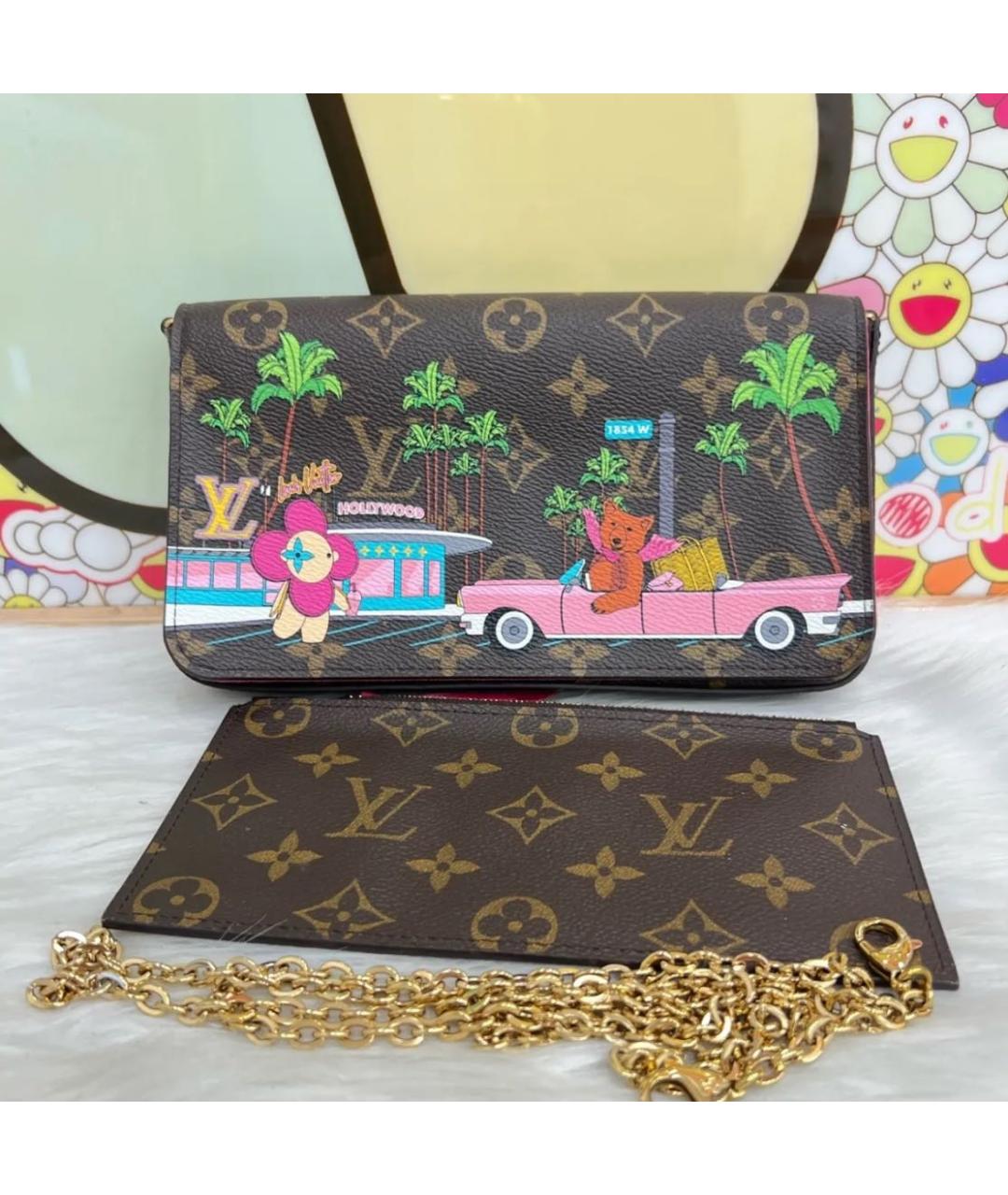 LOUIS VUITTON Коричневая кожаная сумка через плечо, фото 7