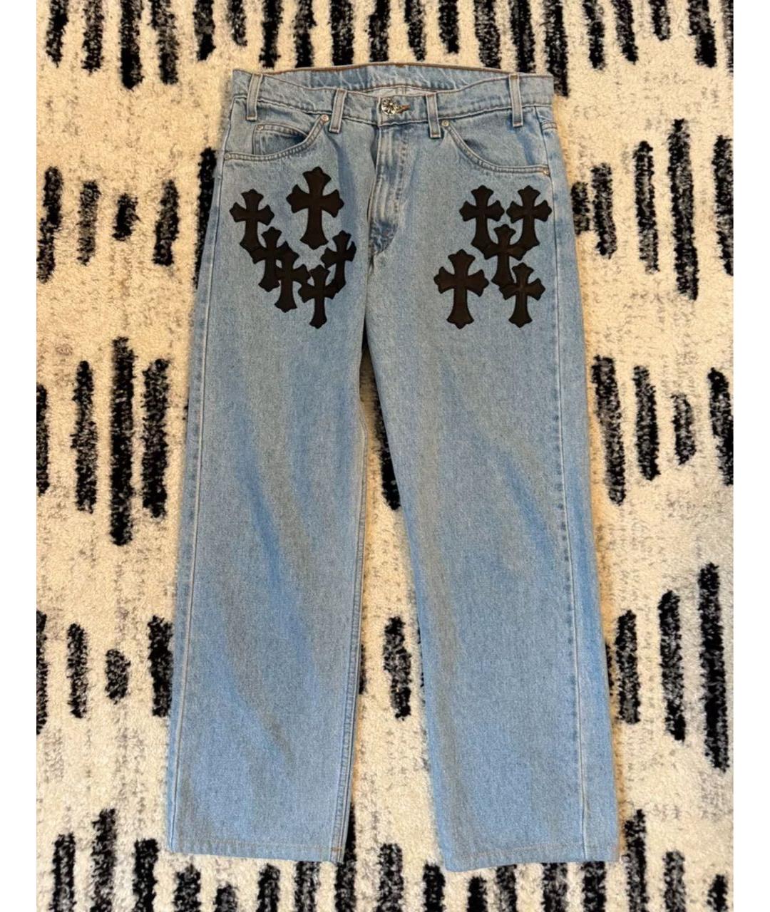 CHROME HEARTS Синие прямые джинсы, фото 3