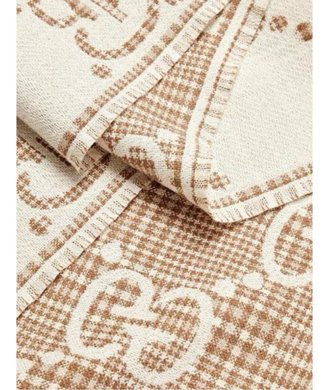 GUCCI Бежевый шерстяной шарф, фото 6