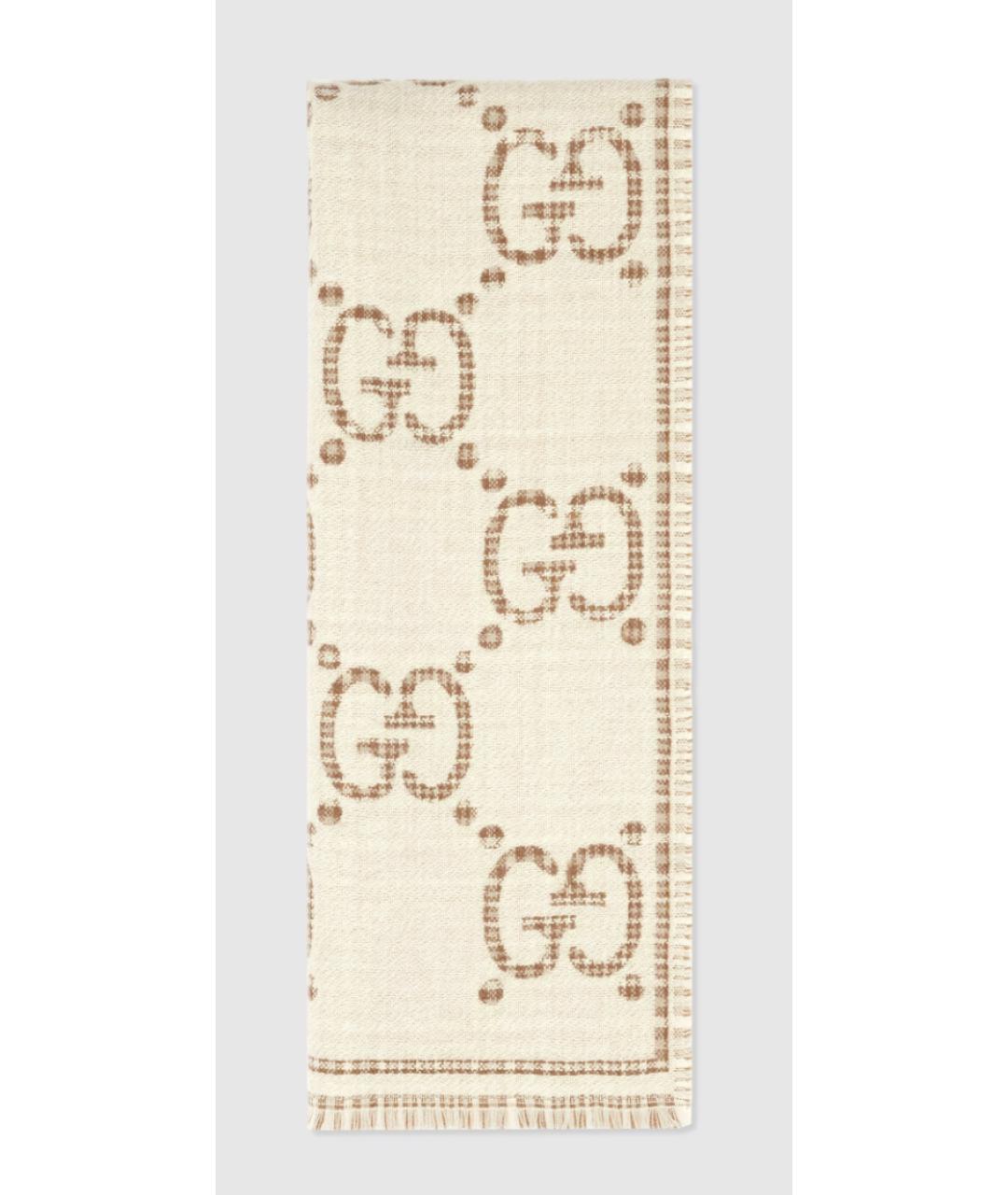 GUCCI Бежевый шерстяной шарф, фото 1