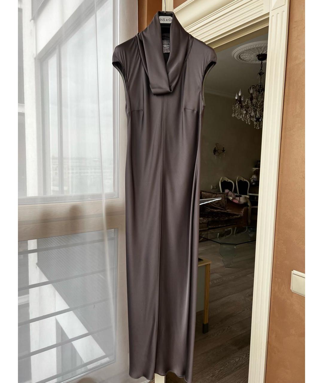 MAX MARA Серое шелковое вечернее платье, фото 7