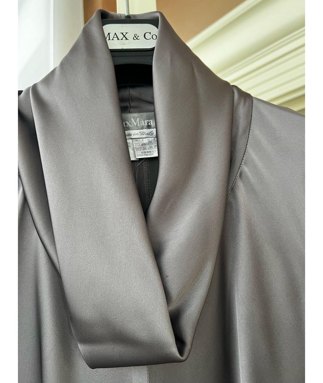MAX MARA Серое шелковое вечернее платье, фото 2