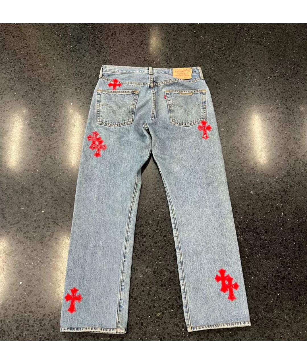 CHROME HEARTS Голубые прямые джинсы, фото 2