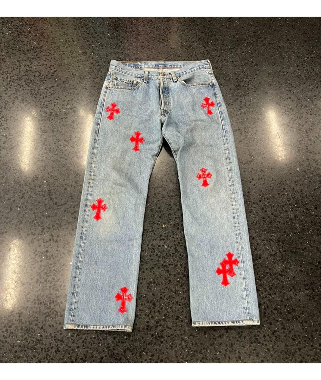 CHROME HEARTS Голубые прямые джинсы, фото 7